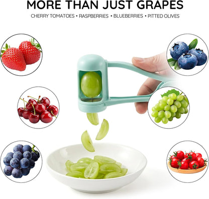 Homnoble Grape Cutter for Toddlers, Stainless Steel Fruit Slicer Tool | Dishwasher Safe Quarter Slicer For Cherry & Tomato, Perfect For Salads, Lunch Boxes & Baby-Led Weaning, Safe Kitchen Gadget