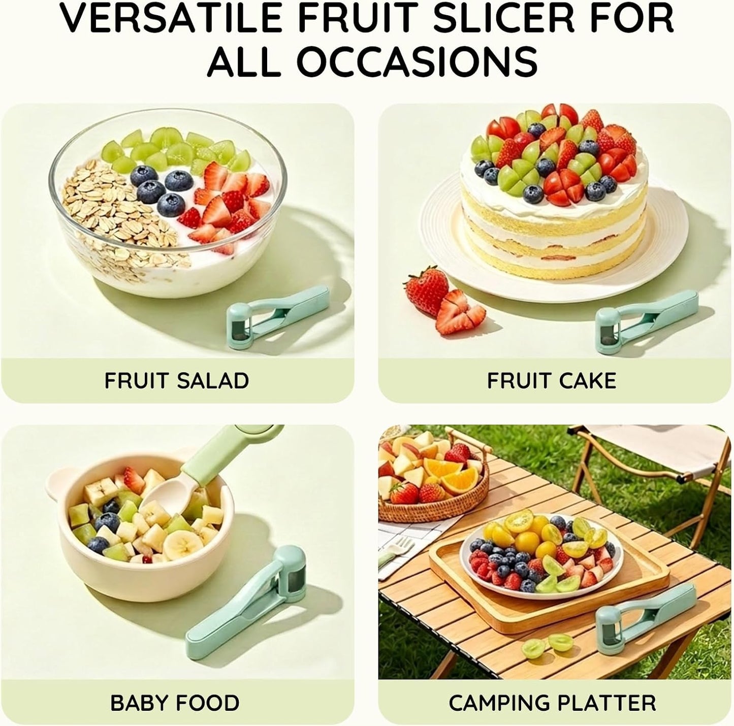 Homnoble Grape Cutter for Toddlers, Stainless Steel Fruit Slicer Tool | Dishwasher Safe Quarter Slicer For Cherry & Tomato, Perfect For Salads, Lunch Boxes & Baby-Led Weaning, Safe Kitchen Gadget