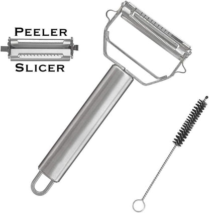 Stainless Steel Julienne Peeler mutifunctional vegetable peeler ultra sharp Slicer with Cleaning Brush kitchen Gadget for Vegetable Fruit