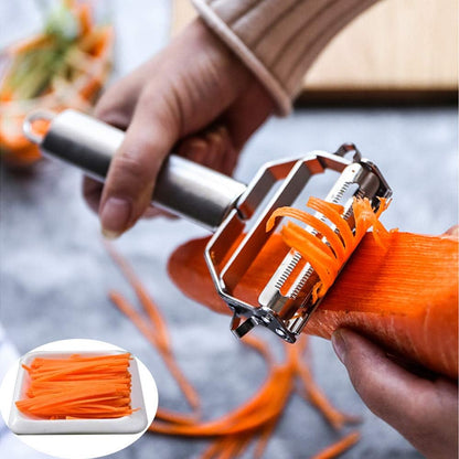 Stainless Steel Julienne Peeler mutifunctional vegetable peeler ultra sharp Slicer with Cleaning Brush kitchen Gadget for Vegetable Fruit