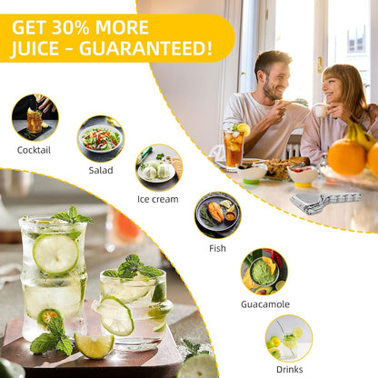 Lemon Squeezer Stainless Steel, Heavy - duty Lime Squeezer, Citrus Squeezer | 90% juice yield，Double lever, labor-saving，Fold flat