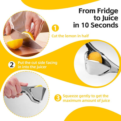 Lemon Squeezer Stainless Steel, Heavy - duty Lime Squeezer, Citrus Squeezer | 90% juice yield，Double lever, labor-saving，Fold flat