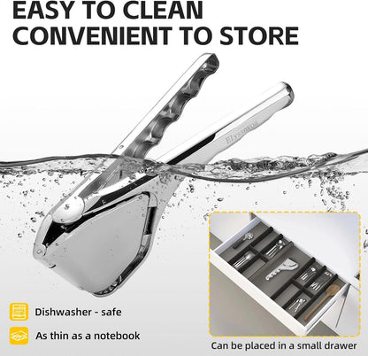 Lemon Squeezer Stainless Steel, Heavy - duty Lime Squeezer, Citrus Squeezer | 90% juice yield，Double lever, labor-saving，Fold flat