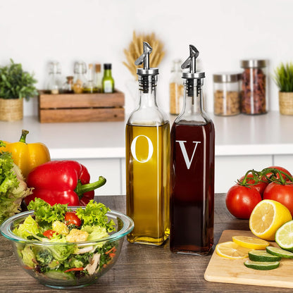 Olive Oil Dispenser Bottle - 17 oz. Clear Glass Bottle with No-Drip BPA-Free Spout - Ideal for Kitchen and Cooking Essentials - Single Bottle