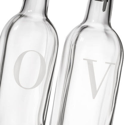 Olive Oil Dispenser Bottle - 17 oz. Clear Glass Bottle with No-Drip BPA-Free Spout - Ideal for Kitchen and Cooking Essentials - Single Bottle