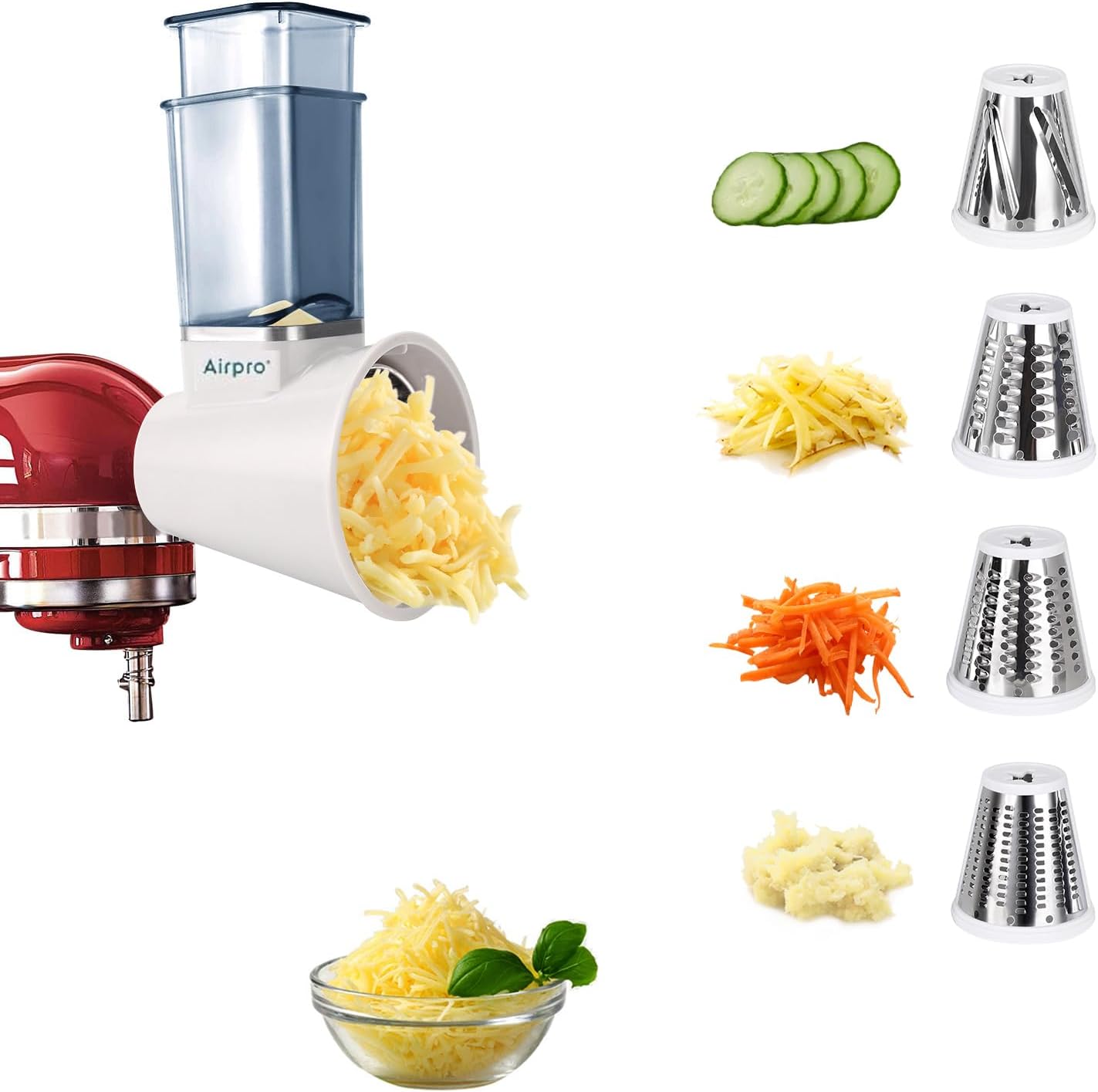 Slicer Shredder Attachment for Kitchenaid Stand Mixer, Salad Machine with Vegetable Slicer, Salad Maker, Food Slicers Cheese Grater Attachments for Kitchenaid Mixer Dishwasher Safe ,Blue