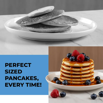 Pancake Batter Dispenser - Kitchen Must Have Tool for Perfect Pancakes, Cupcake, Waffle, Muffin Mix, Cake & Crepe - Baking Supplies for Griddle - Pancake Maker with Measuring Label (Purple)