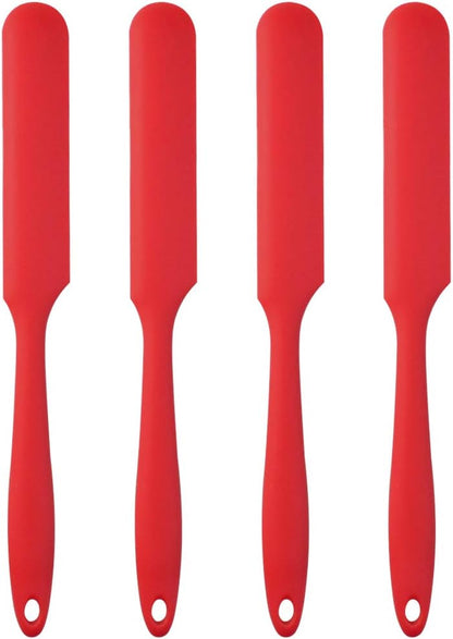 4pcs Silicone Spatula Set Heat Resistant Cake Cream Butter Spatulas Mixing Batter Scraper Non-Stick Flexible Baking Cooking Tool 4 Colors (multicolor)