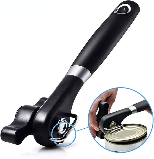 Side Cut Can Opener, Smooth Edge Manual Opener, Black | Safety side-cut blade creates smooth edges; large soft-touch knob and non-slip handle provide comfortable everyday use.