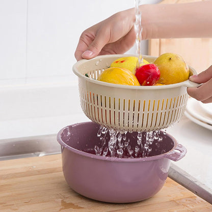 2 in 1 Colander Bowl Set Detachable Strainer Serving Bowl for Kitchen