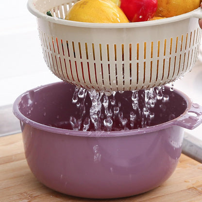 2 in 1 Colander Bowl Set Detachable Strainer Serving Bowl for Kitchen