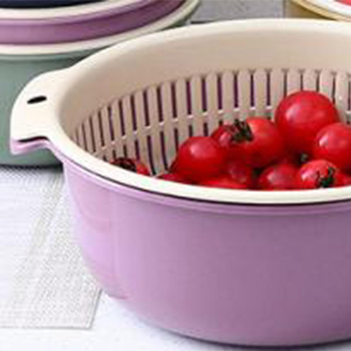 2 in 1 Colander Bowl Set Detachable Strainer Serving Bowl for Kitchen
