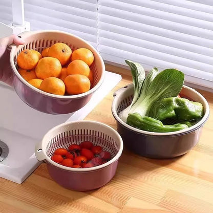 2 in 1 Colander Bowl Set Detachable Strainer Serving Bowl for Kitchen