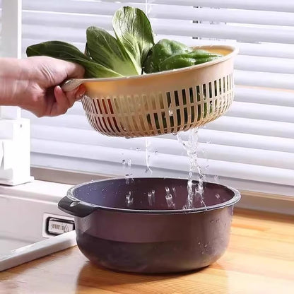 2 in 1 Colander Bowl Set Detachable Strainer Serving Bowl for Kitchen