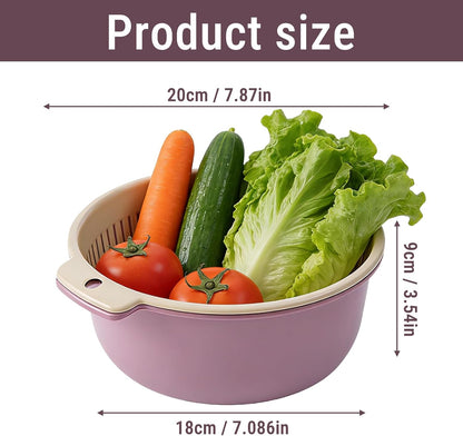 2 in 1 Colander Bowl Set Detachable Strainer Serving Bowl for Kitchen