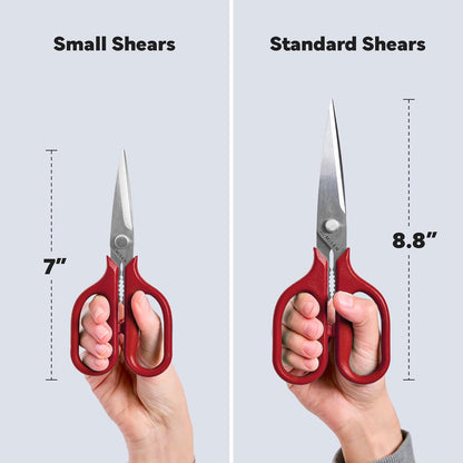Heavy Duty Kitchen Shears - Stainless Steel, Versatile and Easy Clean Scissors for Meat, Herbs and Veggies - Ambidextrous Comfort Handle - Professional Grade - Red