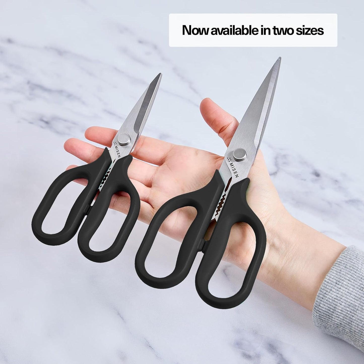 Heavy Duty Kitchen Shears - Stainless Steel, Versatile and Easy Clean Scissors for Meat, Herbs and Veggies - Ambidextrous Comfort Handle - Professional Grade - Red