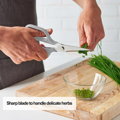Heavy Duty Kitchen Shears - Stainless Steel, Versatile and Easy Clean Scissors for Meat, Herbs and Veggies - Ambidextrous Comfort Handle - Professional Grade - Red