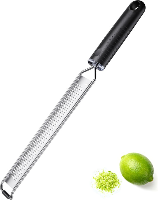 Cheese Grater with Non-Slip Handle, Lemon Zester,L15"x W1.4" | Ultra-Sharp Stainless Steel Blades