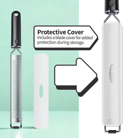 Cheese Grater with Non-Slip Handle, Lemon Zester,L15"x W1.4" | Ultra-Sharp Stainless Steel Blades