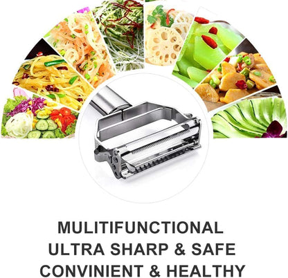 2-in-1 Julienne and Vegetable Peeler, Stainless Steel Kitchen Slicer, Multi-Functional Cutter for Vegetables and Fruits
