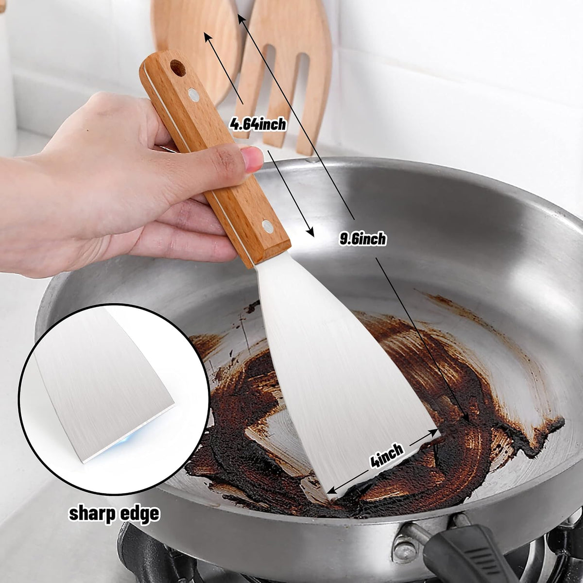 Metal Griddle Spatula Scraper Tool For Barbecue Food, 3 Pack
