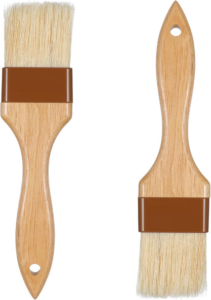 2 Pack Natural Bristle Basting Brush, Pastry Brushes for Baking | Wooden Handle Pastry Brush Natural Bristle for Butter Egg Wash Sauce, for Kitchen Baking Tools