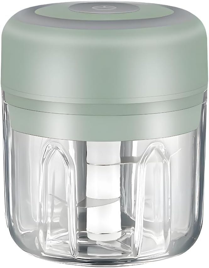 Electric Baby Food Maker & Garlic Chopper, USB Rechargeable Mini Processor, Easy Clean Design, 250ML (Green)