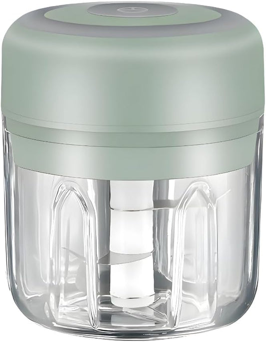 Electric Baby Food Maker & Garlic Chopper, USB Rechargeable Mini Processor, Easy Clean Design, 250ML (Green)