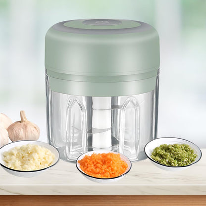 Electric Baby Food Maker & Garlic Chopper, USB Rechargeable Mini Processor, Easy Clean Design, 250ML (Green)