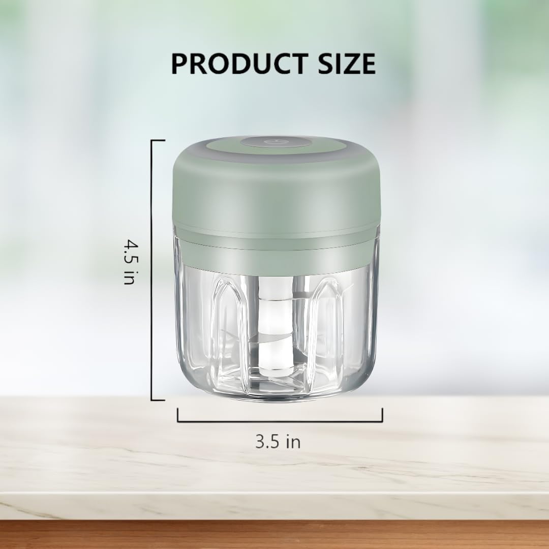 Electric Baby Food Maker & Garlic Chopper, USB Rechargeable Mini Processor, Easy Clean Design, 250ML (Green)