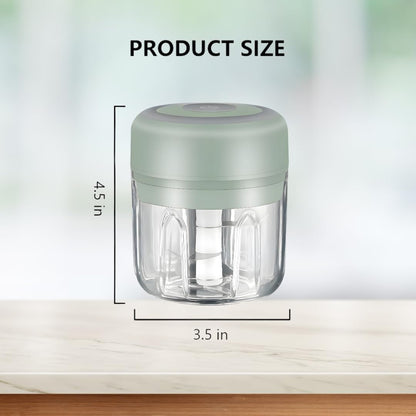 Electric Baby Food Maker & Garlic Chopper, USB Rechargeable Mini Processor, Easy Clean Design, 250ML (Green)
