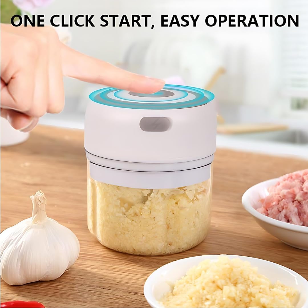 Electric Baby Food Maker & Garlic Chopper, USB Rechargeable Mini Processor, Easy Clean Design, 250ML (Green)