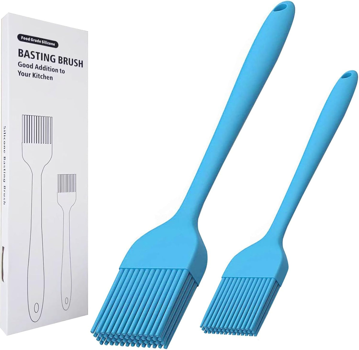 Silicone Basting Brush for Cooking 2 Pcs Pastry Brush for Grilling,Oil,BBQ,Meat,Sauce,Baking (Black)