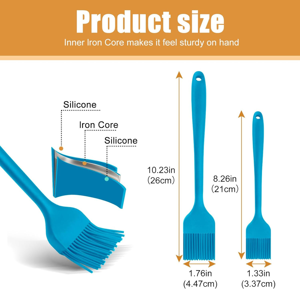 Silicone Basting Brush for Cooking 2 Pcs Pastry Brush for Grilling,Oil,BBQ,Meat,Sauce,Baking (Black)