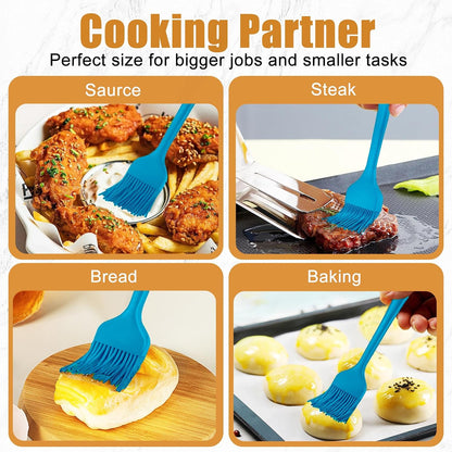 Silicone Basting Brush for Cooking 2 Pcs Pastry Brush for Grilling,Oil,BBQ,Meat,Sauce,Baking (Black)