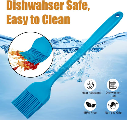 Silicone Basting Brush for Cooking 2 Pcs Pastry Brush for Grilling,Oil,BBQ,Meat,Sauce,Baking (Black)