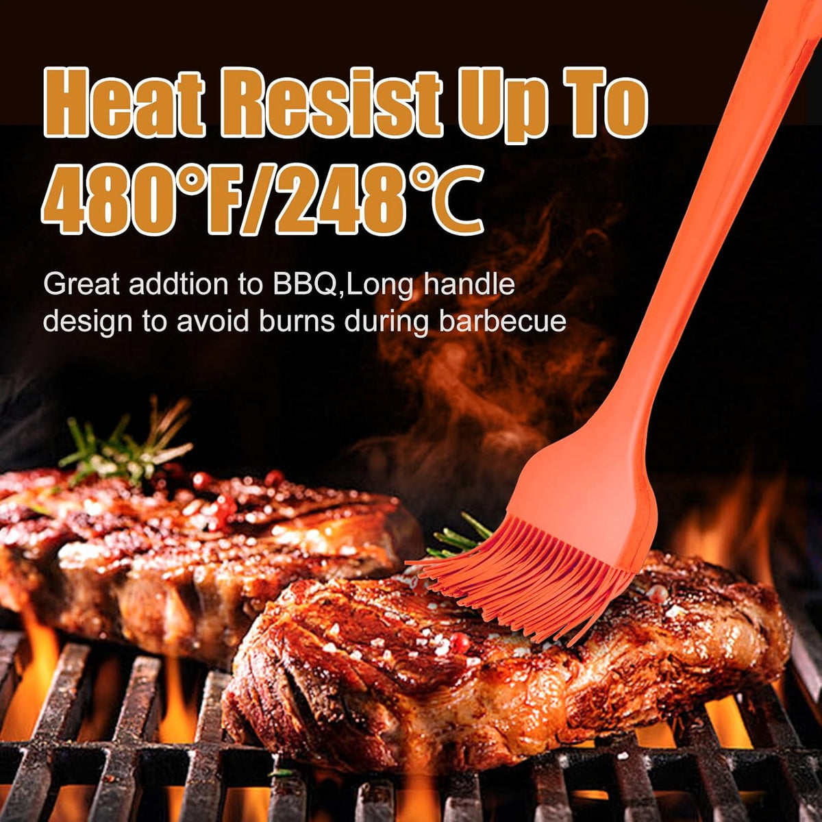 Silicone Basting Brush for Cooking 2 Pcs Pastry Brush for Grilling,Oil,BBQ,Meat,Sauce,Baking (Black)
