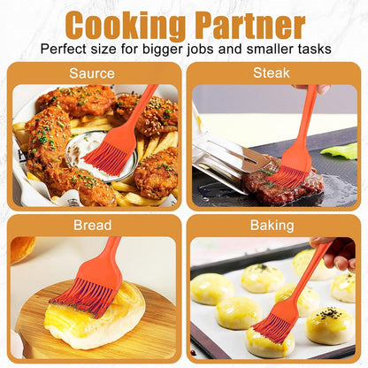 Silicone Basting Brush for Cooking 2 Pcs Pastry Brush for Grilling,Oil,BBQ,Meat,Sauce,Baking (Black)