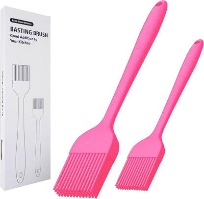 Silicone Basting Brush for Cooking 2 Pcs Pastry Brush for Grilling,Oil,BBQ,Meat,Sauce,Baking (Black)