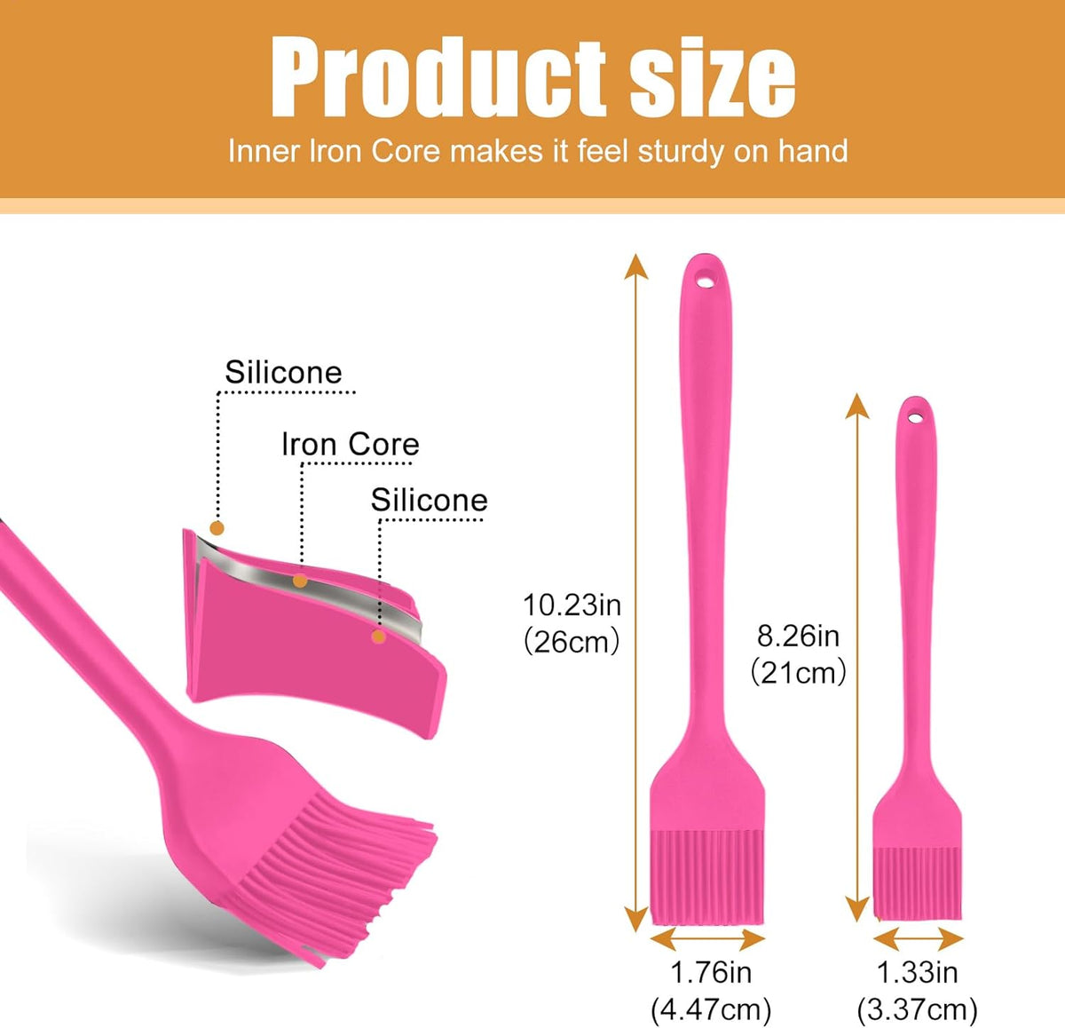 Silicone Basting Brush for Cooking 2 Pcs Pastry Brush for Grilling,Oil,BBQ,Meat,Sauce,Baking (Black)