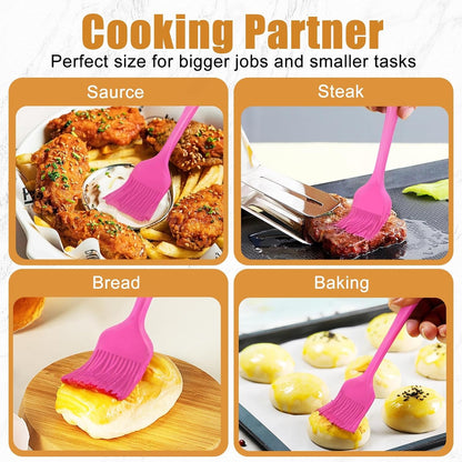 Silicone Basting Brush for Cooking 2 Pcs Pastry Brush for Grilling,Oil,BBQ,Meat,Sauce,Baking (Black)