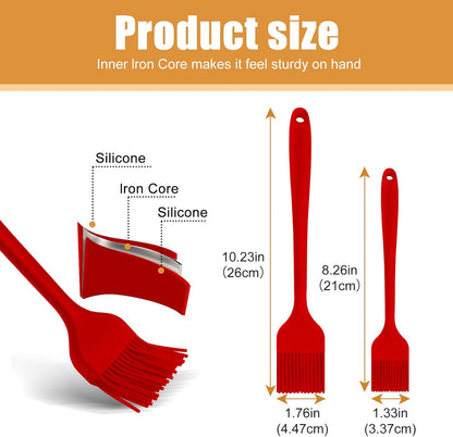 Silicone Basting Brush for Cooking 2 Pcs Pastry Brush for Grilling,Oil,BBQ,Meat,Sauce,Baking (Black)