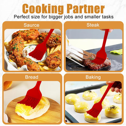Silicone Basting Brush for Cooking 2 Pcs Pastry Brush for Grilling,Oil,BBQ,Meat,Sauce,Baking (Black)