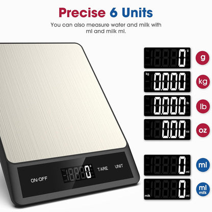 Food Scale, Digital Kitchen Scale with 6 Units Tare Function