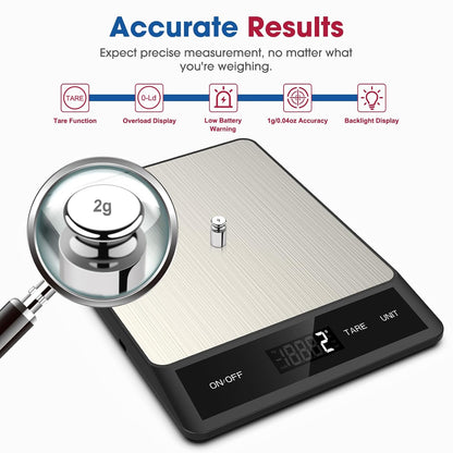 Food Scale, Digital Kitchen Scale with 6 Units Tare Function