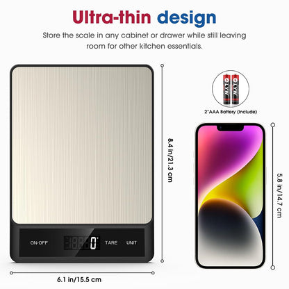 Food Scale, Digital Kitchen Scale with 6 Units Tare Function
