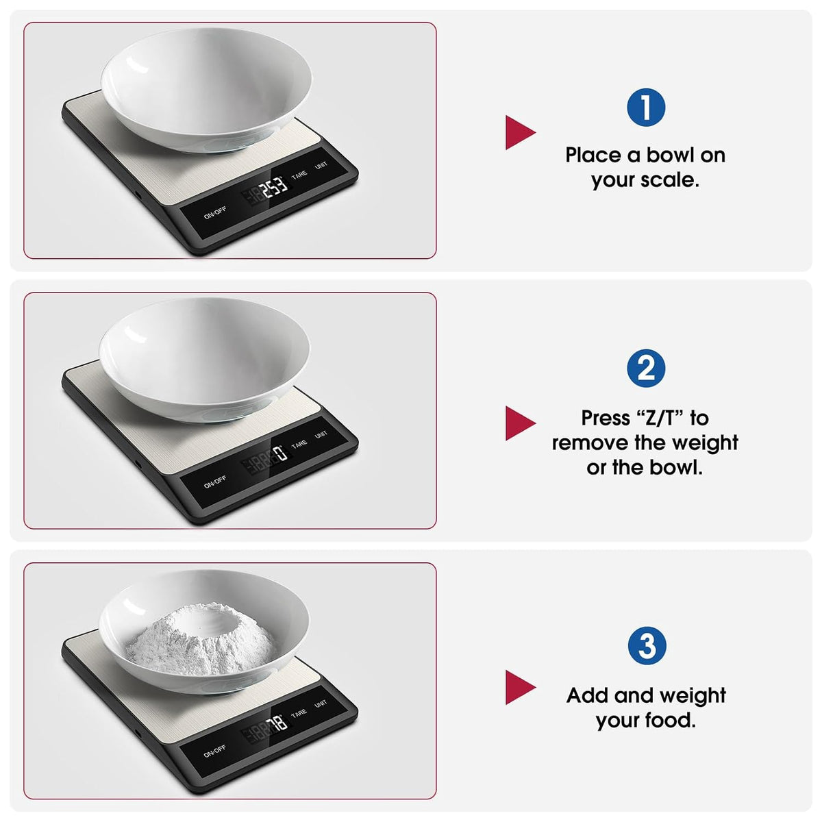 Food Scale, Digital Kitchen Scale with 6 Units Tare Function