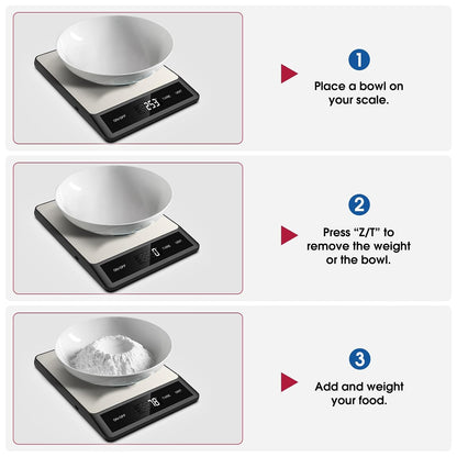 Food Scale, Digital Kitchen Scale with 6 Units Tare Function