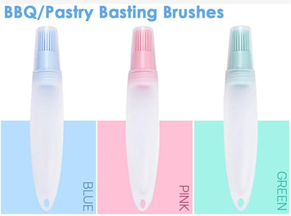 3 Pcs Barbecue Bottle Brush Pastries Applicator Tip Tail Home Pressing Silicone Bottle Kitchen Baking Tool for Cooking and Roasting with Silicone Bottle and Silicone Bottle Brush